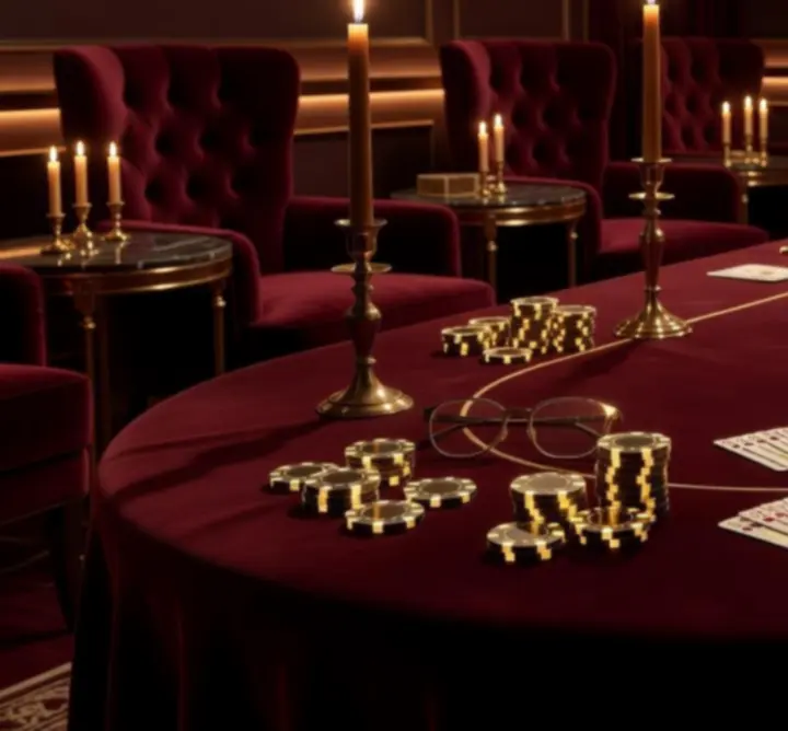 Detalicznie dopracowane rekwizyty pokerowe i oświetlenie premium