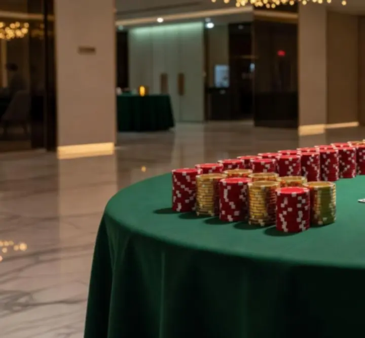 Elegancki stół pokerowy podczas eventu firmowego