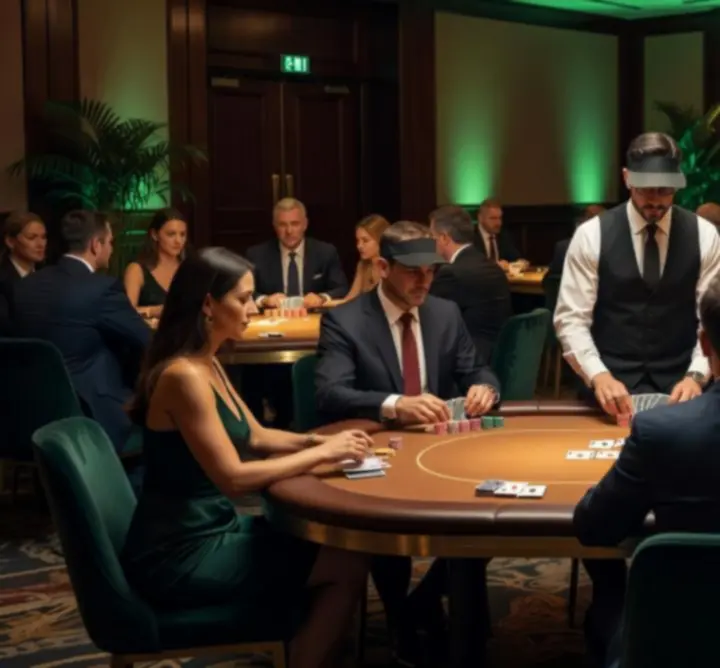 Dwa stoły pokerowe na eleganckim evencie firmowym