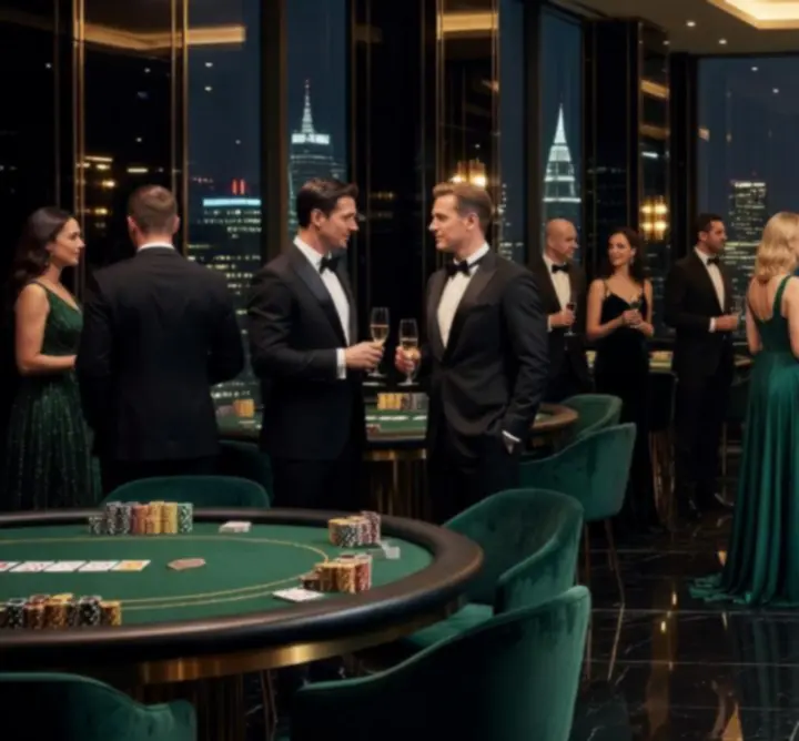Luksusowo zaaranżowany event pokerowy w eleganckim wnętrzu